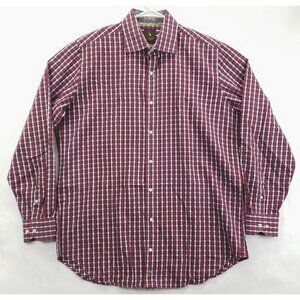 Tailorbyrd Shirt Mens XLT Red Blue White Check 100% Cotton Flip Cuffs Button-Up